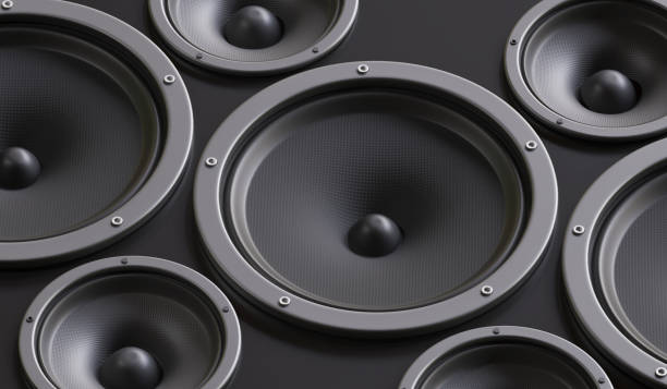 istock Many audio speakers in studio. 3D rendered illustration. 1327876853