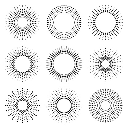 Vector dotted circles. Halftone effect