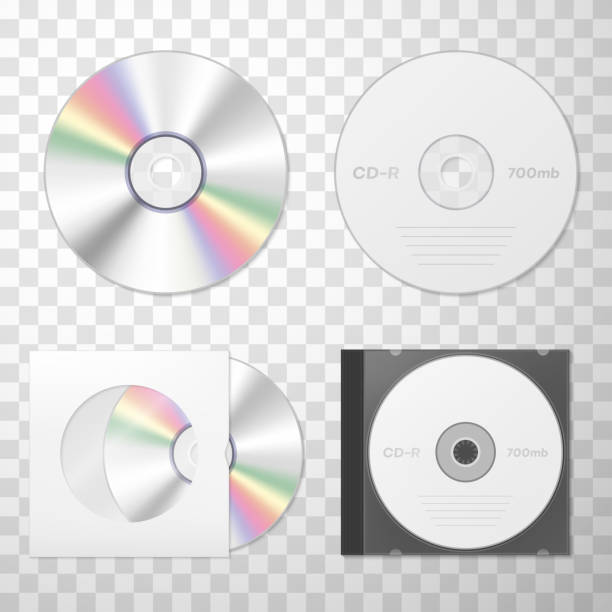 collection of compact disk realistic vector. audio and video player, keeping digital information - dvd stock illustrations