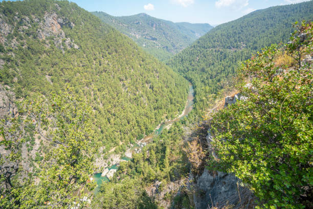 istock Panoramic view of Alara river and Alara Castle, which had the function to safeguard the caravans from holdup robberies that were stopping over at the last caravanserai Alarahan on the Silk Road 1327885783