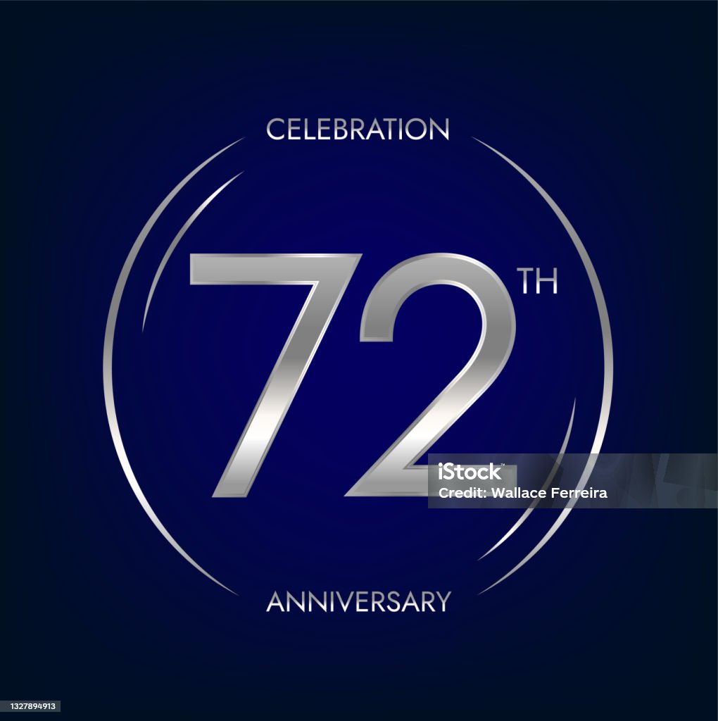 A 72-a aniversare. Șaptezeci și doi de ani banner de celebrare a zilei de naștere în culoarea argintie. Logo circular cu design elegant al numerelor. - vector de stoc Activitate corporatistă fără redevențe A 72-a aniversare. Șaptezeci și doi de ani banner de celebrare a zilei de naștere în culoarea argintie. Logo circular cu design elegant al numerelor. - vector de stoc Activitate corporatistă fără redevențe