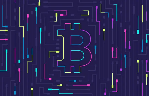 Vector illustration of Bitcoin Circuit Abstract Background