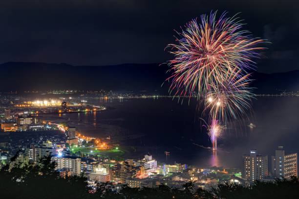 Summer fireworks festival of Lake Suwa in Nagano prefecture, Japan. This is a summer fireworks festival of Lake Suwa in Nagano prefecture, Japan.
There are many fireworks festivals in Nagano prefecture, many people come to see this beatufiul scenery every summer season. suwa lake photos stock pictures, royalty-free photos & images