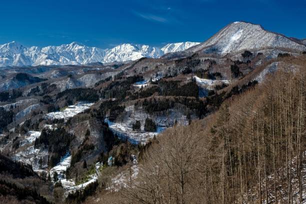 Winter scenery from Daibo mountain pass in Nagano prefecture, Japan