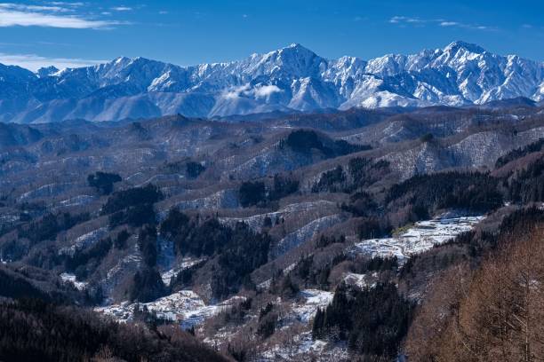 istock Winter scenery from Daibo mountain pass in Nagano prefecture, Japan 1327909682
