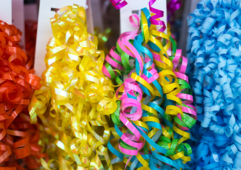 Row of Colorful Gift Ribbons, Close-Up