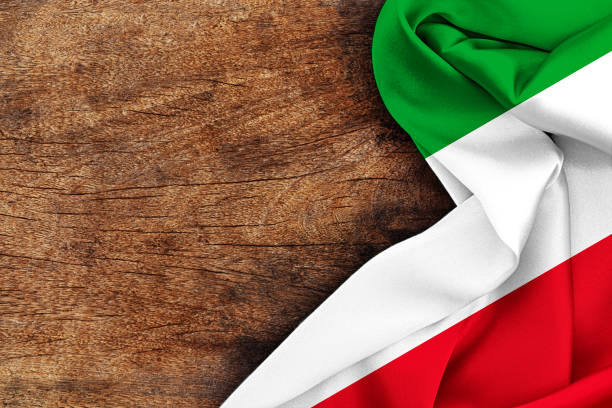 Flag of Italy on wood background stock photo