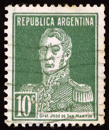 1923 Argentina postage stamp with portrait of General Jose de San Martin.