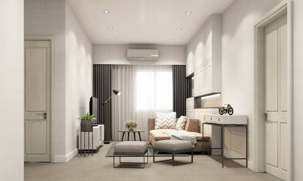 istock gray Modern classic interior design stair hall living area with classical element molding cornice a bit brown leather texture and black marble wall decoration and gray sofa armchair 3d rendering 1327925496