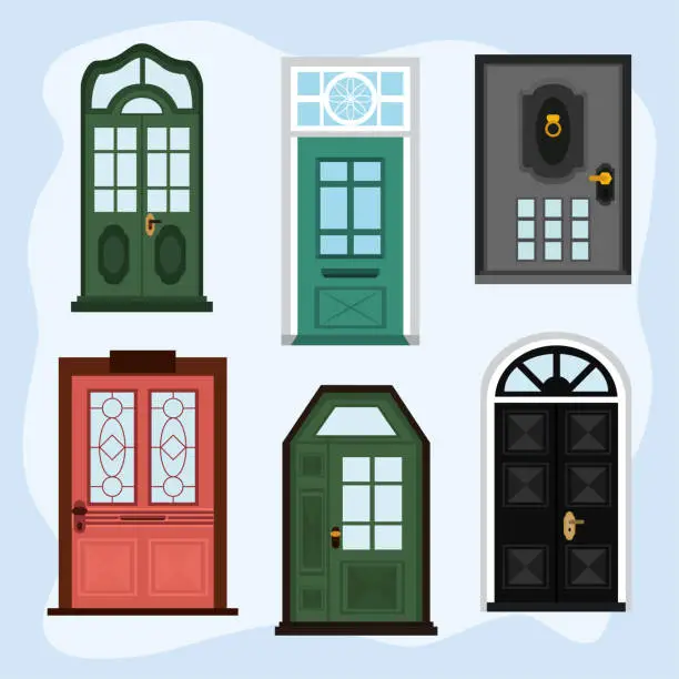 Vector illustration of house doors or entries