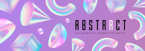 istock Abstract background with 3D holographic geometric shapes. Modern design. Vector illustration 1327929167