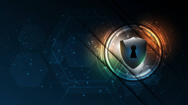 kłódka bezpieczeństwo cyber cyfrowy pojęcie abstrakcyjny technologia tło chroni system innowacje wektor ilustracja - keyhole key lock padlock stock illustrations