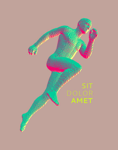 istock Running man constructing from cubes. Marathon runner. Human body model. Design for sport. Voxel art. 3D vector illustration. 1327936888