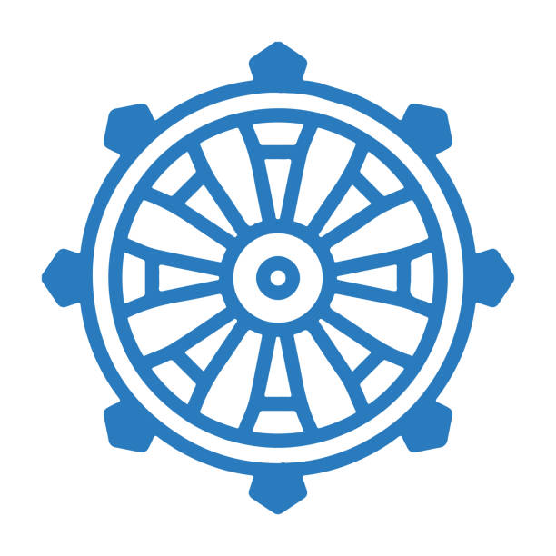 Buddhism, buddhist, dharma, dharmachakra, religion, samsara, wheel icon Buddhism, buddhist, dharma, dharmachakra, religion, samsara, wheel icon dharmachakra stock illustrations