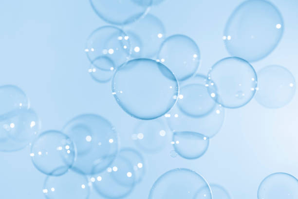 istock Freshness Natural with Transparent Blue Soap Bubbles Floating as Background. 1327938161