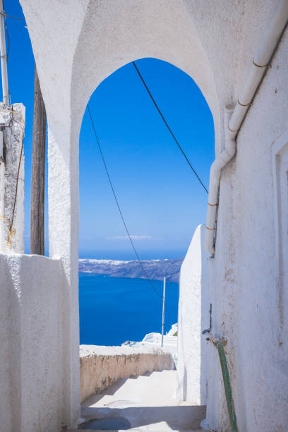 istock Seaside view from a Greek street 1327939760