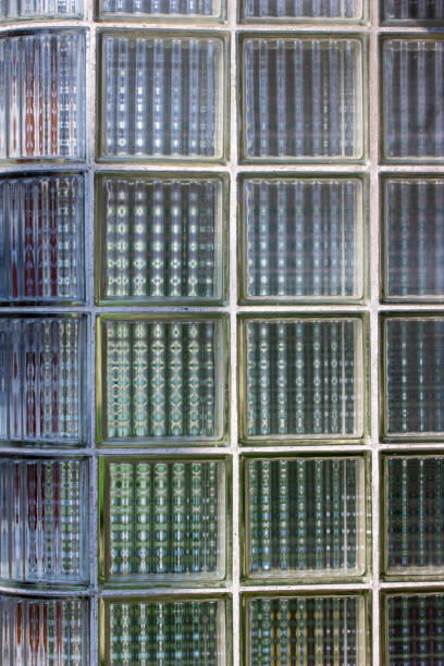 istock Vintage glass brick window on an exterior wall 1327939861