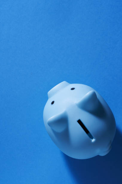 istock blue piggy bank on blue background 1327941224