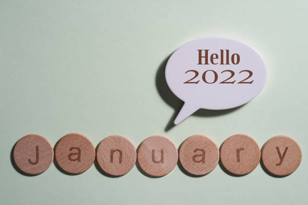 istock month January with speech bubble with text hello 2022 1327941225