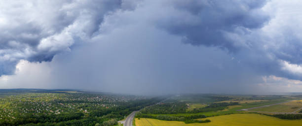 istock Storm clouds panorama. View from the drone. 1327942162