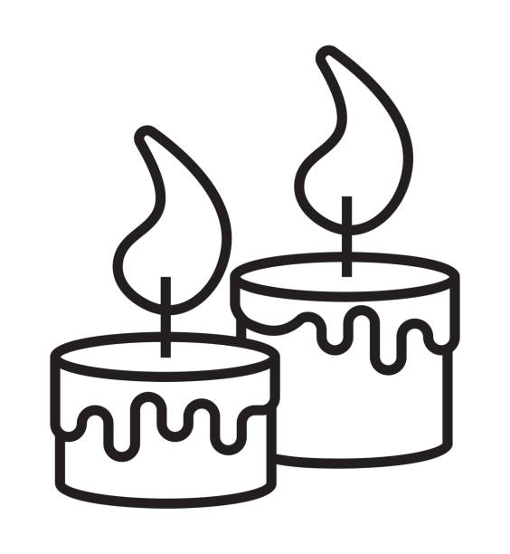 Candles icon vector in thin line style. Two candles are burning. Memorial, funeral sign Candles icon vector in thin line style. Two candles are burning. Memorial, funeral sign. Mourning for the deceased, a symbol of memory. funeral procession stock illustrations