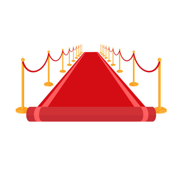 Red carpet. Carpet with golden racks and barrier ropes Red carpet, vector illustration red carpet stock illustrations