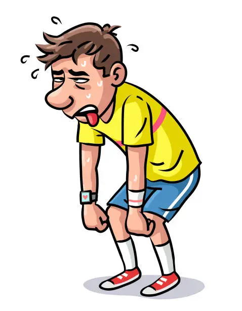 Vector illustration of Exhausted Jogger Gasping for Air