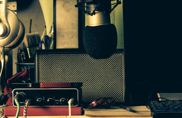 istock Vintage style with digital audio recording equipment. 1327961046
