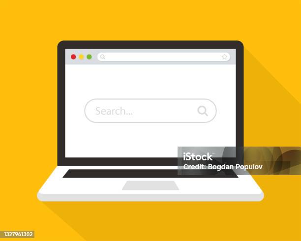 Laptop With Blank Internet Browser Window And Search Bar Stock Illustration - Download Image Now
