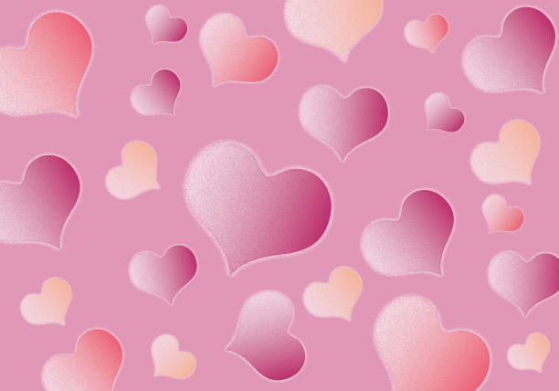 istock Colourful hearts on pastel pink background, greeting card. 1327968556