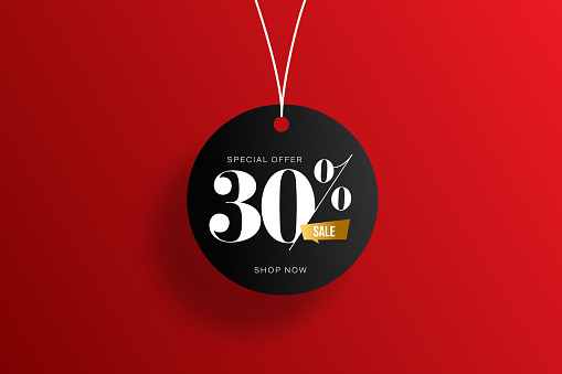 Sale of special offers. Discount with the number. Percentage Sign. Stock illustration with gold colored background.