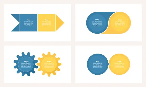 Vector illustration of Business infographic template. Process with 2 steps, options, sections. Vector chart.