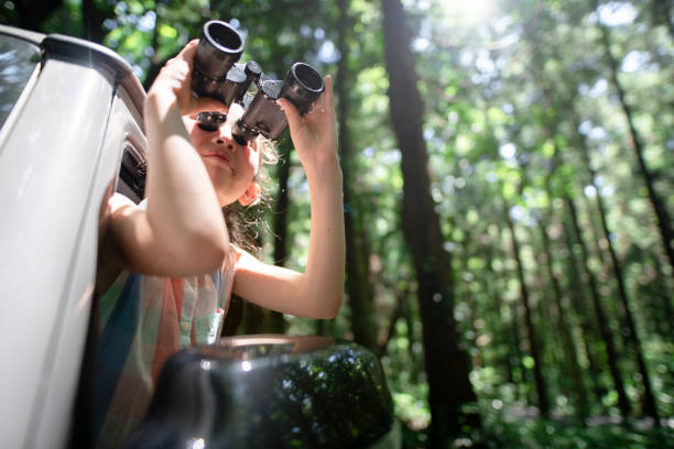 istock A child leaning out of a car window and using binoculars 1327970554