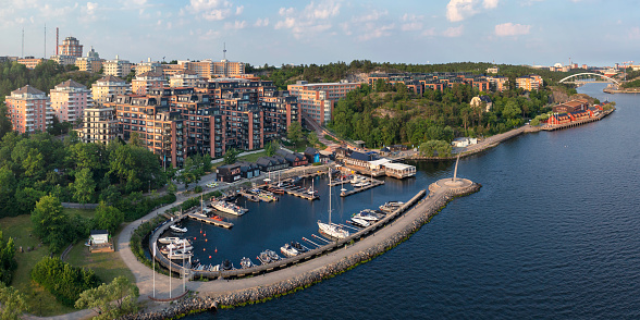 Apartment buildings in Nacka strand in the Nacka municipality outside Stockholm.