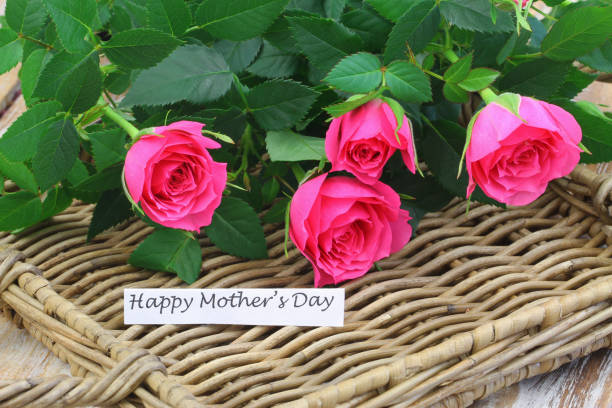 to the best mum, card with colorful roses for mothers day - note rose image saturated color imagens e fotografias de stock