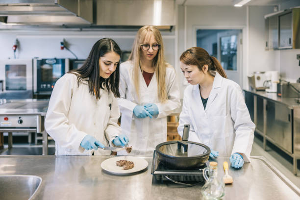 istock Scientists looking at their lab grown meat 1327977753