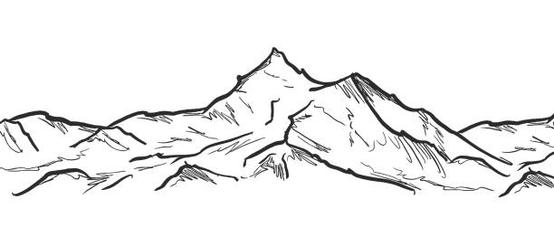 istock Vector illustration: Hand drawn Mountains sketch landscape with rocks and peaks 1327983361