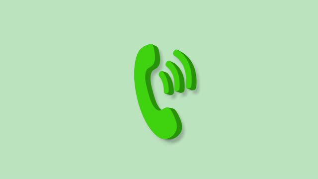 Telephone handset 3d icon isolated on green background. Phone sign. 4K