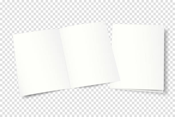 A4 mock up of an open and closed two-page booklet, brochure, magazine, book on transparent background. A4 mock up of an open and closed two-page booklet, brochure, magazine, book on transparent background. 3d vector illustration for your design. file folder stock illustrations