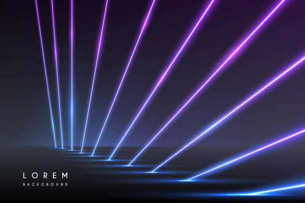 abstrakcyjne neonowe promienie światła na podłodze - laser nightclub performance illuminated stock illustrations