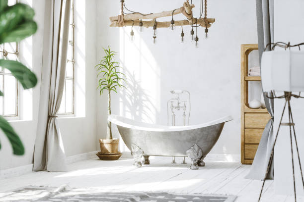istock Loft Apartment Industrial Style White Bathroom 1327988473