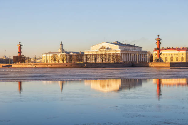 Morning in St. Petersburg, view of the Spit of Vasilievsky Island