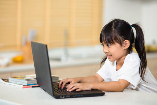 istock Coronavirus Outbreak. Lockdown and school closures. Schoolgirl watching online education class, happy talking with teacher on the internet at home. COVID-19 pandemic forces children online learning 1327994256