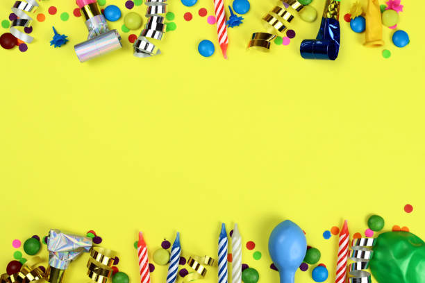 istock Holiday frame, card. Happy birthday decor 1327997468