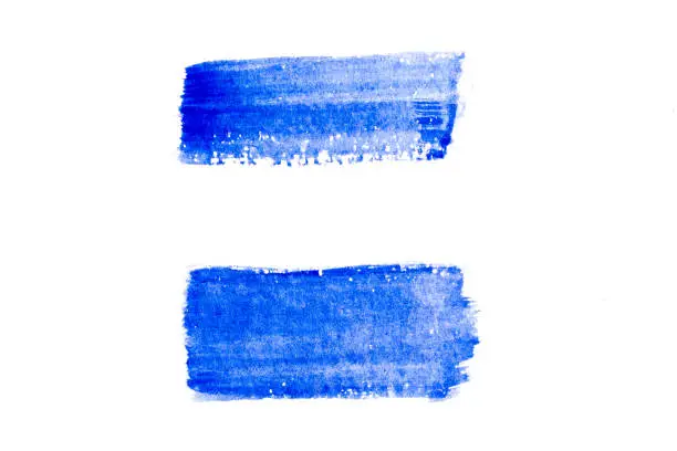 Blue color watercolor handdrawing as square line brush on white paper background
