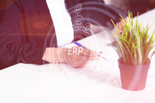 istock erp implementation system business management for hr, production and service control 1328002837