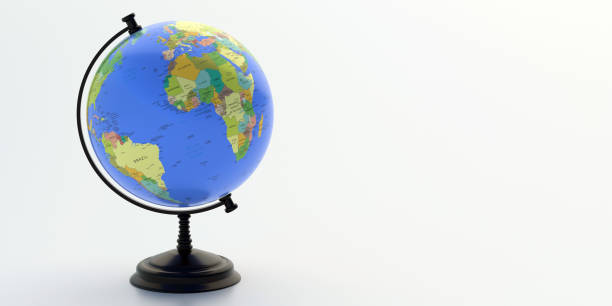 Globe school planet Earth on white background, copy space. 3d illustration