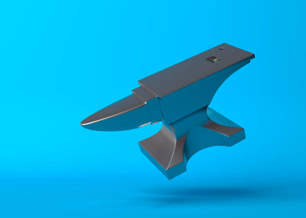 istock Iron anvil flies on a blue background 1328009583