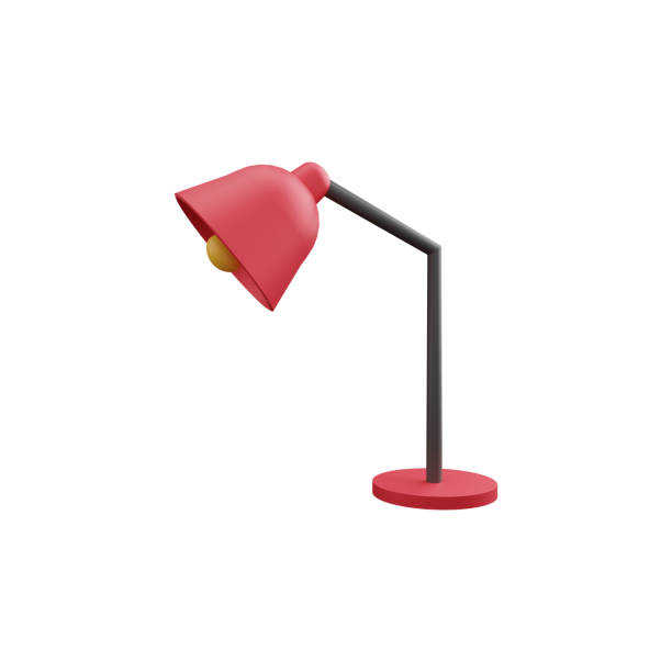 istock 3d desk lamp illustration. 3d rendering of table lamp. Red lamp 3d illustration isolated on white background 1328016599