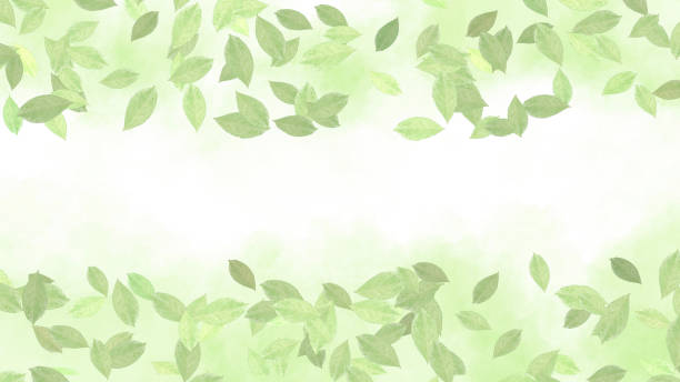 istock Random Leaves on Watercolor Background - Pastel Green 1328016642